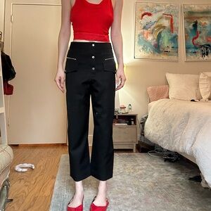 3.1 Phillip Lim Black Button-Front Cropped Trousers